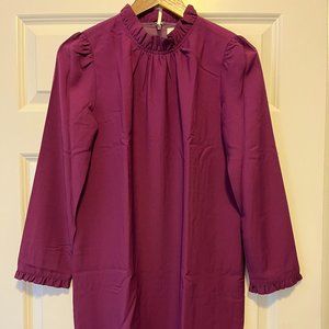 NWT J.Crew Ruffleneck Shift Dress, Long Sleeve